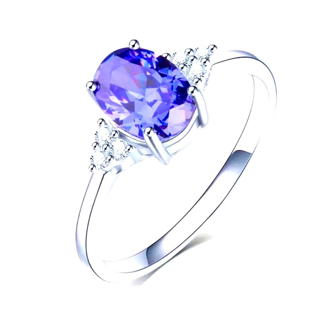 Woman’s Natural Amethyst .925 Silver Birthstone Engagement Ring
